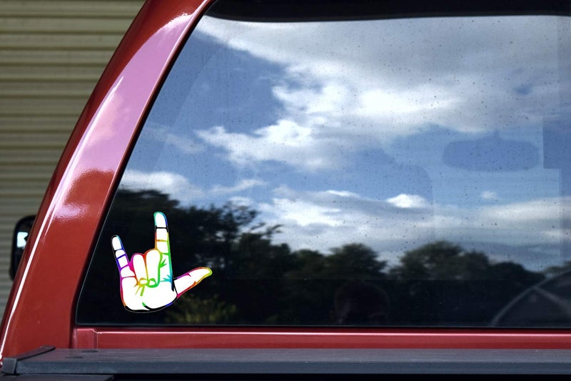 StickerTalk Rainbow ASL I Love You Vinyl Sticker, 5 inches by 5 inches - Image 3
